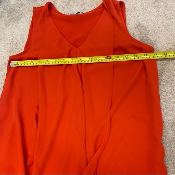 CAROLINA Belle red sleeveless flowy ruffle frill front midi dress Sz S - Picture 8 of 10